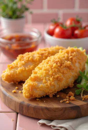Goldbraun gebratenes Hähnchenschnitzel, serviert mit frischem Salat