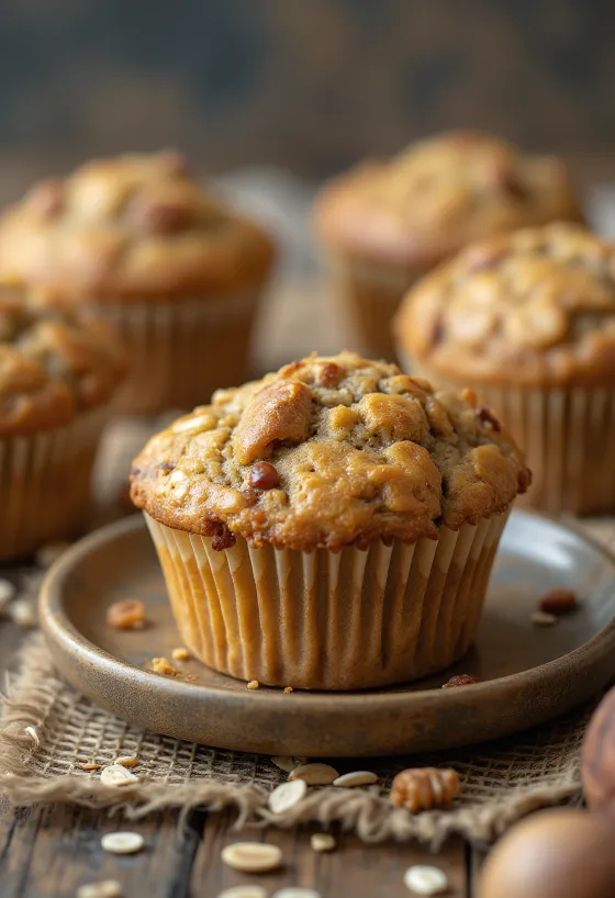 Servierte Kastanien-Haferflocken-Muffins