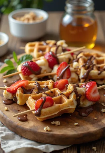 Servierte Waffel-Spieße