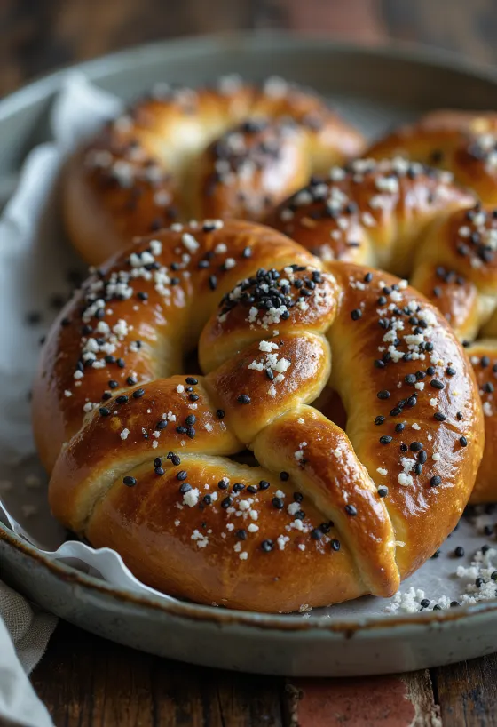 Mohn-Brezeln frisch gebacken