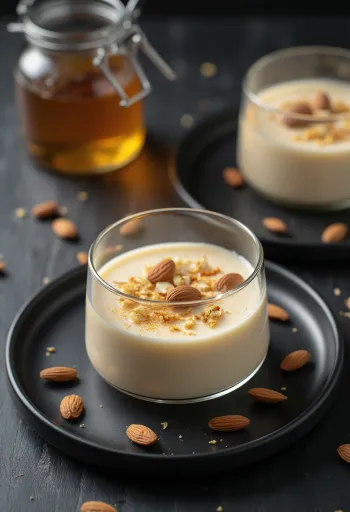 Servierte Mandel-Panna Cotta