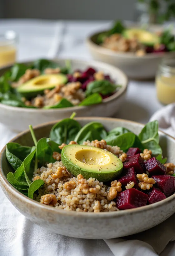 Spinat-Quinoa-Buddha-Bowl mit Roter Bete