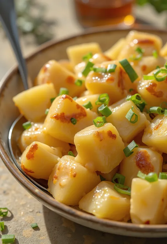 Servierter BBQ-Kartoffelsalat mit Mayonnaise