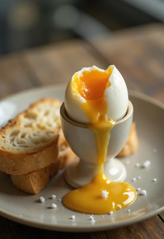 Frisch gekochtes weiches Ei, zum Frühstück serviert.