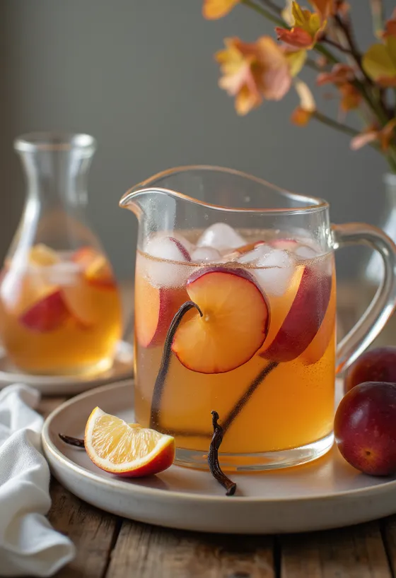 Zwetschgen-Vanille-Cider serviert