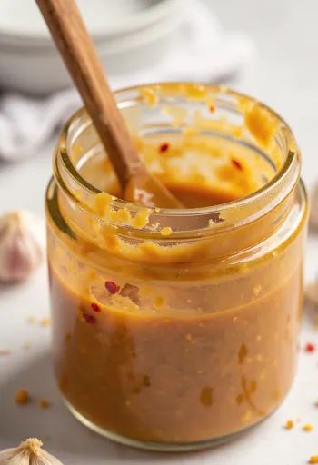 Servierte BBQ-Erdnuss-Chili-Marinade