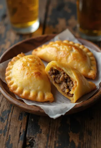 Empanadas mit Rindfleisch serviert mit frischem Salat