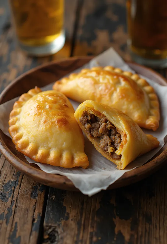 Empanadas mit Rindfleisch serviert mit frischem Salat