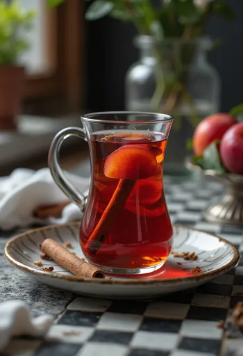 Würziger Pflaumentee in der Tasse