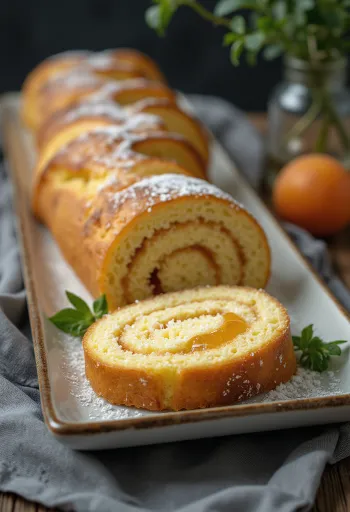 Biskuitrolle gefüllt mit Marmelade