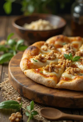Pizza alle Noci mit Walnuss und Käse