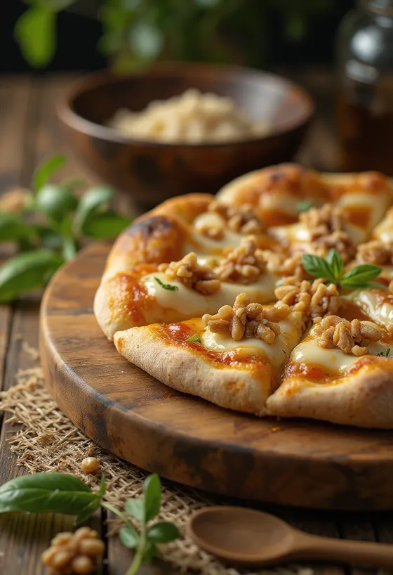 Pizza alle Noci mit Walnuss und Käse