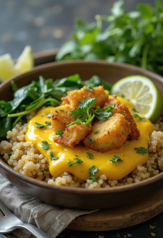 Spinat-Quinoa mit Tofu auf Curry-Basis