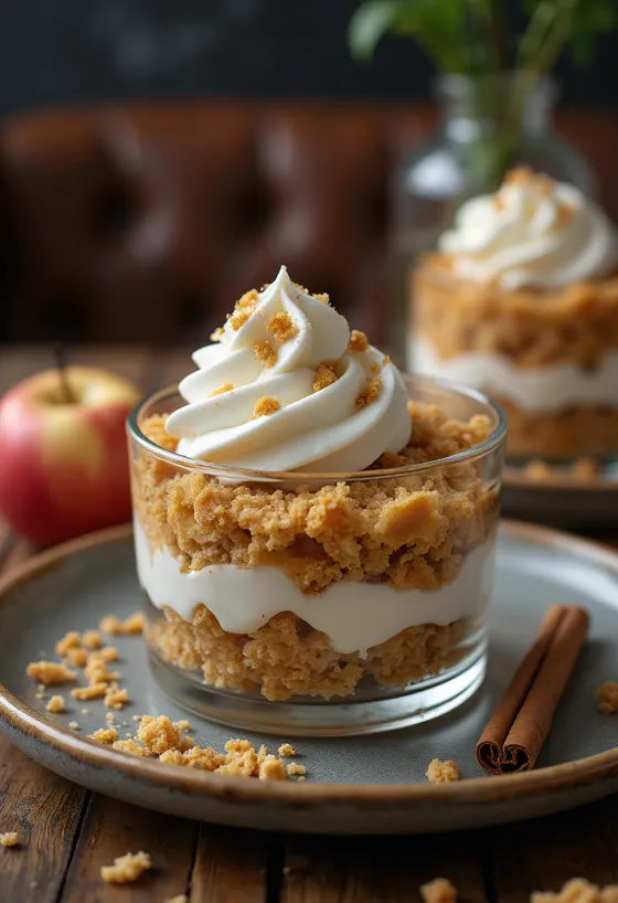 Apfel-Mascarpone-Torte in Stücken serviert