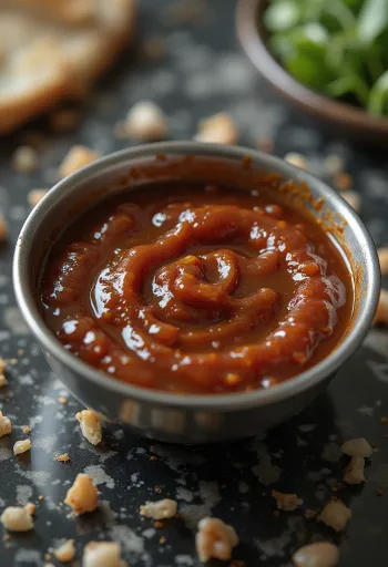 Knoblauch-Bier-BBQ-Sauce serviert