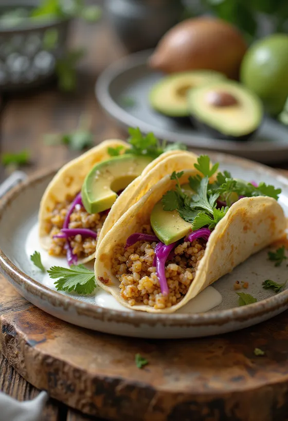 Quinoa-Tacos angerichtet