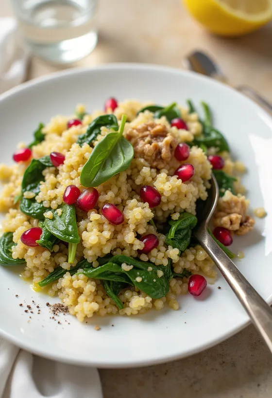 Spinat-Quinoa-Salat mit Granatapfel