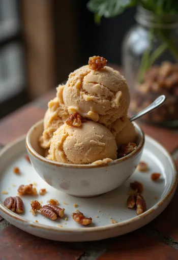 Serviertes Praline Ice Cream
