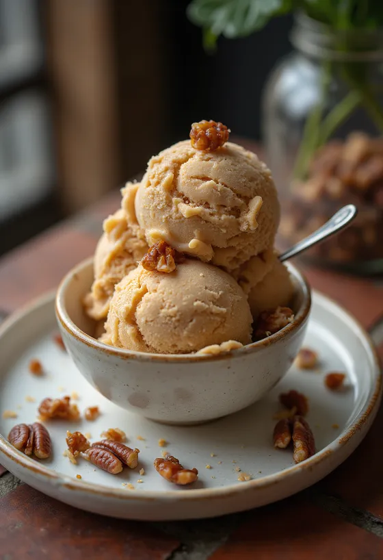 Serviertes Praline Ice Cream