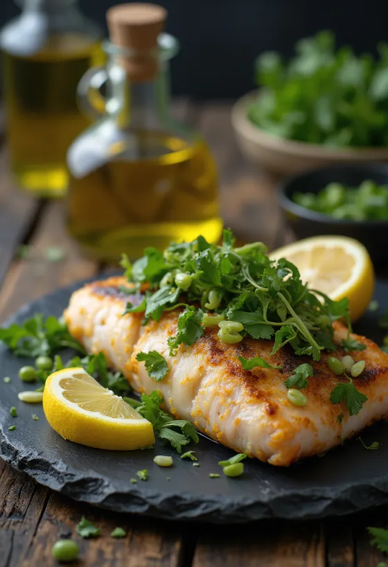 Gebratener Fisch mit frischen Kräutern
