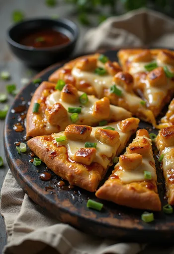 Teriyaki Chicken Pizza mit gegrilltem Hähnchen und Sesam