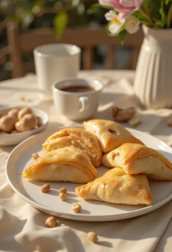 Servierte Haselnuss-Vanille-Samosas