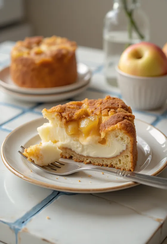 Apfel-Zimt-Quarktorte mit Apfel und Zimt dekoriert
