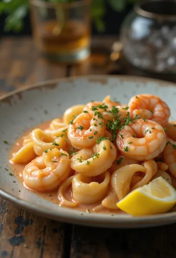 Servierte Gnocchi mit Meeresfrüchten