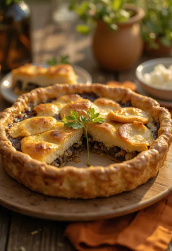 Cremige vegane Pilz-Pie aufgeschnitten