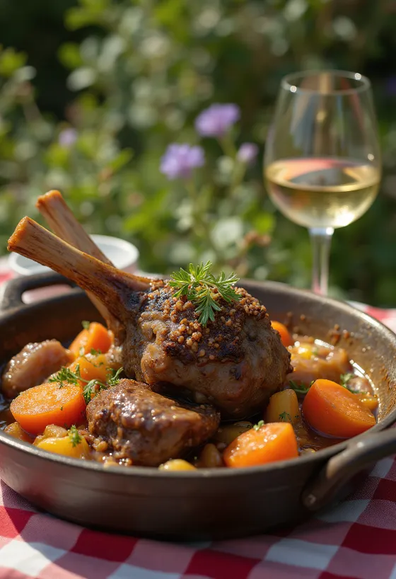 Hornado de Cordero, gebratenes Lammfleisch und Gemüse