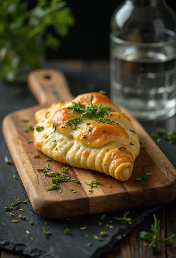 Goldbraun gebackene Bärlauch-Calzone