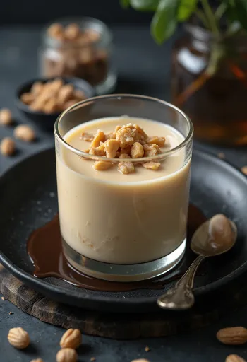 Servierte Erdnussbutter-Panna Cotta