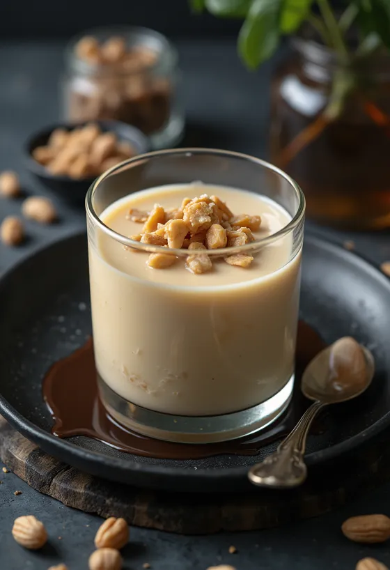 Servierte Erdnussbutter-Panna Cotta