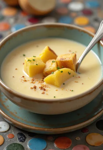 Cremige Patisson-Suppe servierfertig
