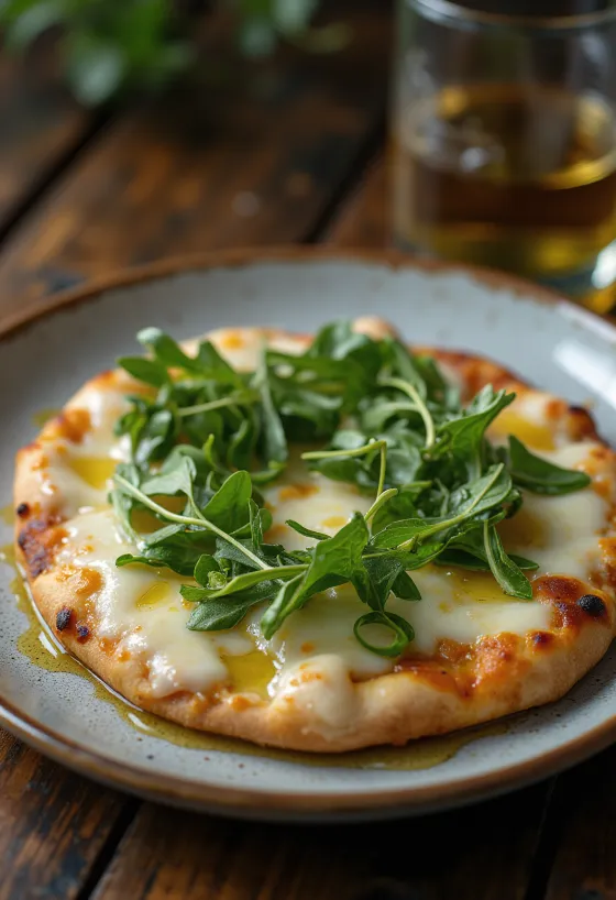 Pizza Bianca con Rucola mit Rucola und Käse