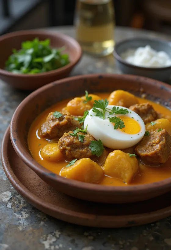 Kare-Kare mit Speisequark und Gemüse