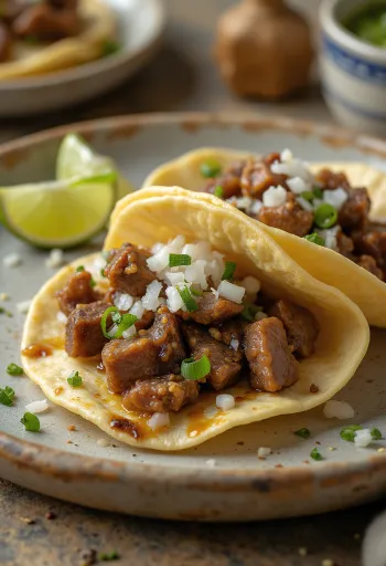 Lengua Taco in Maistortilla mit gebratener Rinderzunge und Koriander