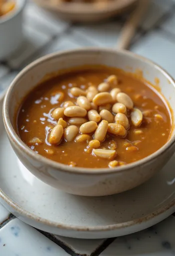 Satay-Erdnuss-Sauce mit gegrillten Spießen