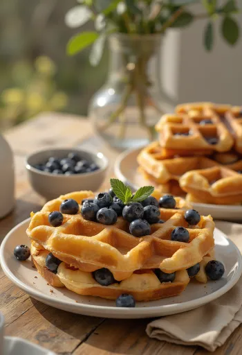 Snack-Waffeln mit Schokolade und Blaubeeren