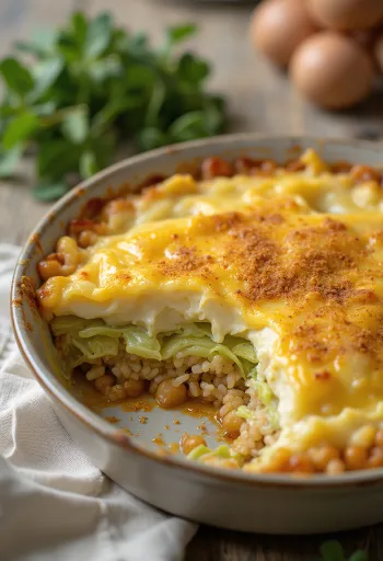 Veganer Wirsing-Auflauf in einer Auflaufform