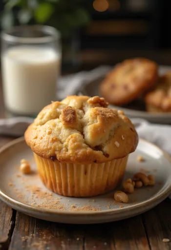 Apfel-Walnuss-Muffins auf einem Teller serviert