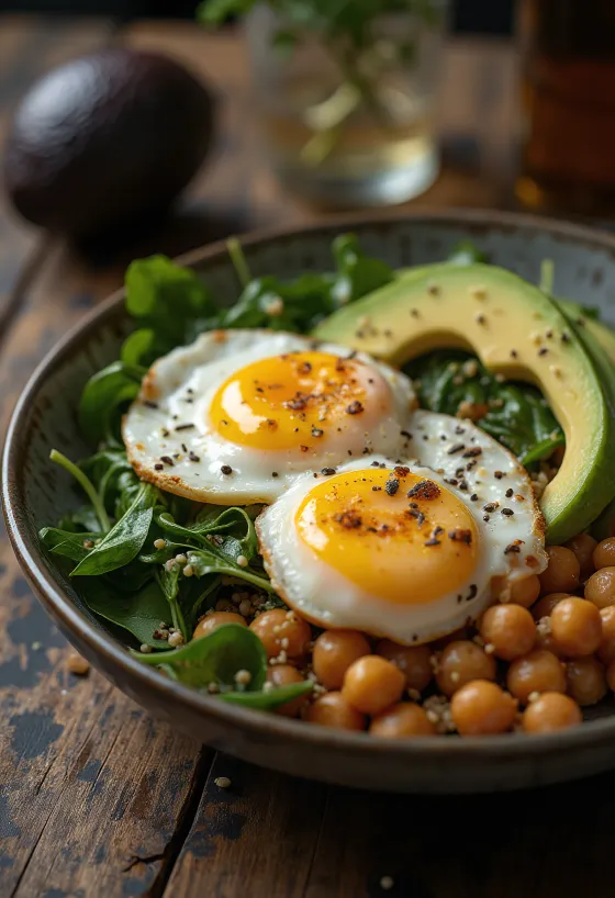 Gegrillte Auberginen-Buddha-Bowl serviert