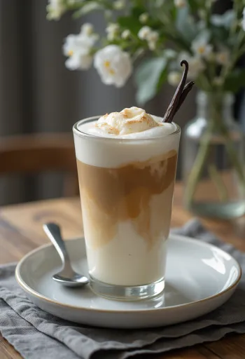 Vanille-Latte frisch serviert