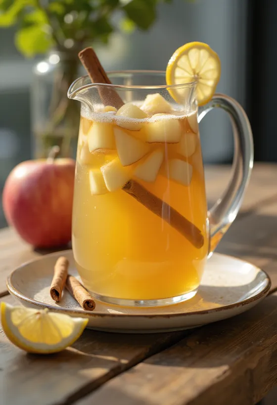 Apfelsaft mit Zimt im Glas serviert