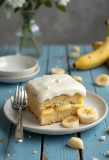 Bananen-Quark-Sahne-Torte elegant serviert