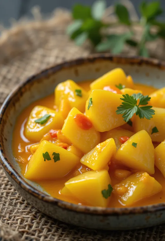Fruchtige Curry-Chili-Sauce serviert
