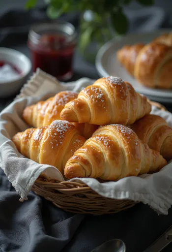Frisch gebackene Mini-Croissants