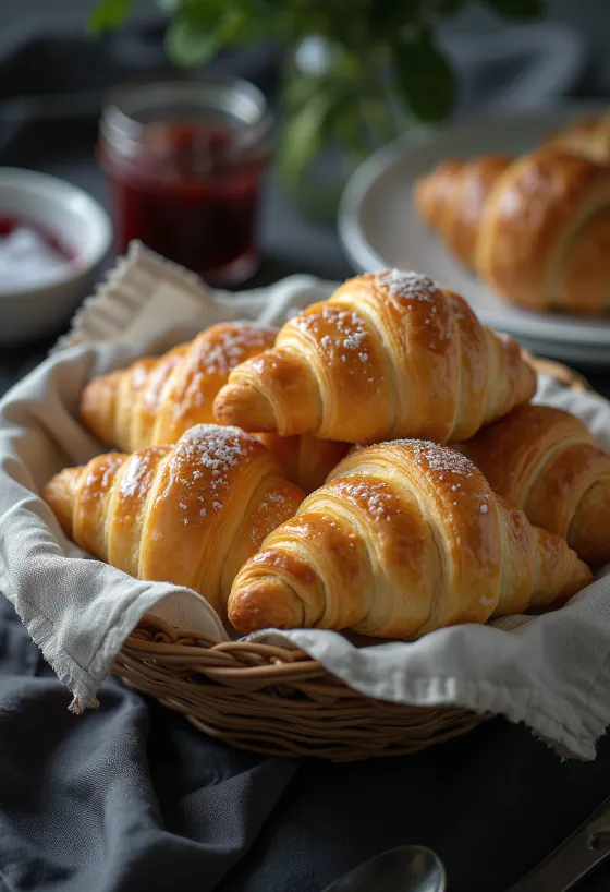 Frisch gebackene Mini-Croissants