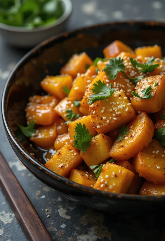 Kürbis-Wok mit Curry-Tofu