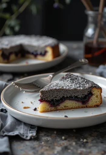 Servierte klassische Mohntorte